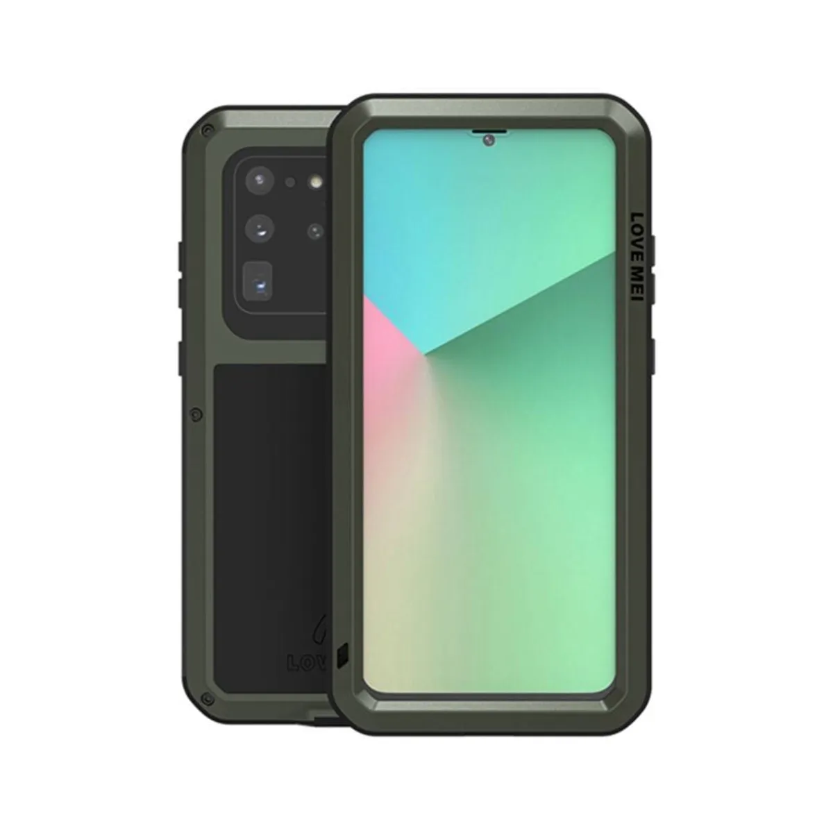 Samsung Galaxy S20 Ultra - LOVE MEI hard cover med hærdet skærmbeskytter - Militærgrøn