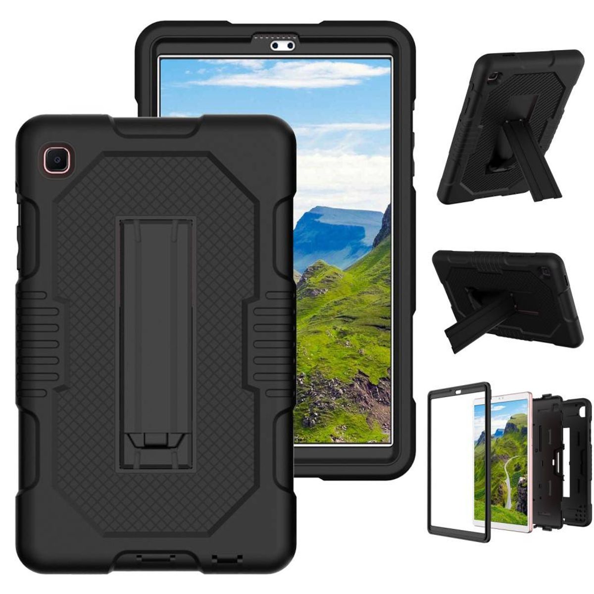 Samsung Galaxy Tab A7 Lite 8.7 - Shockproof Hybrid cover med Kickstand - Sort