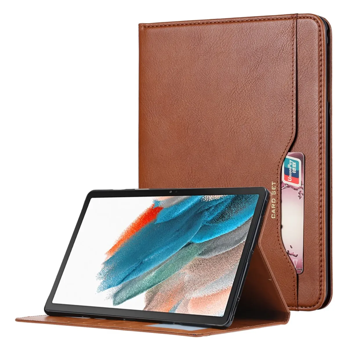 Samsung Galaxy Tab A8 10.5 (2021) - Business Læder cover med kortholdere - Brun