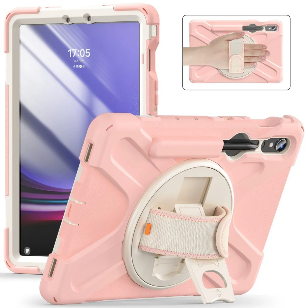 Samsung Galaxy Tab S9 - Armor Hybrid cover - 360 grader roterbar - Pink