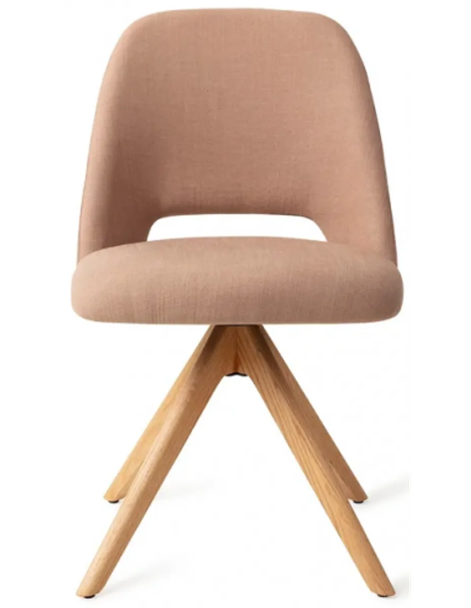 Sasue rotérbar spisebordsstol i tekstil H84,5 cm - Eg/Beige