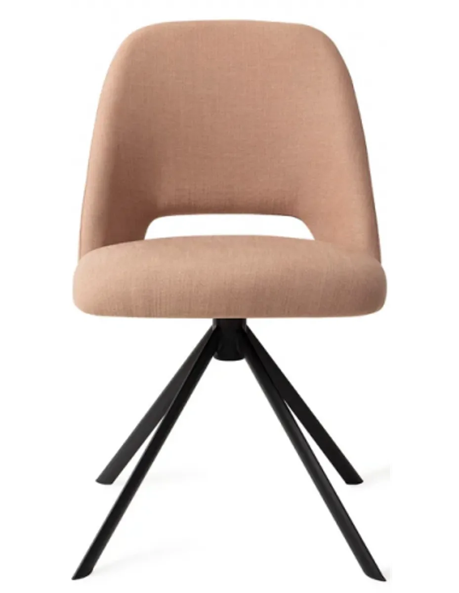 Sasue rotérbar spisebordsstol i tekstil H84,5 cm - Sort/Beige