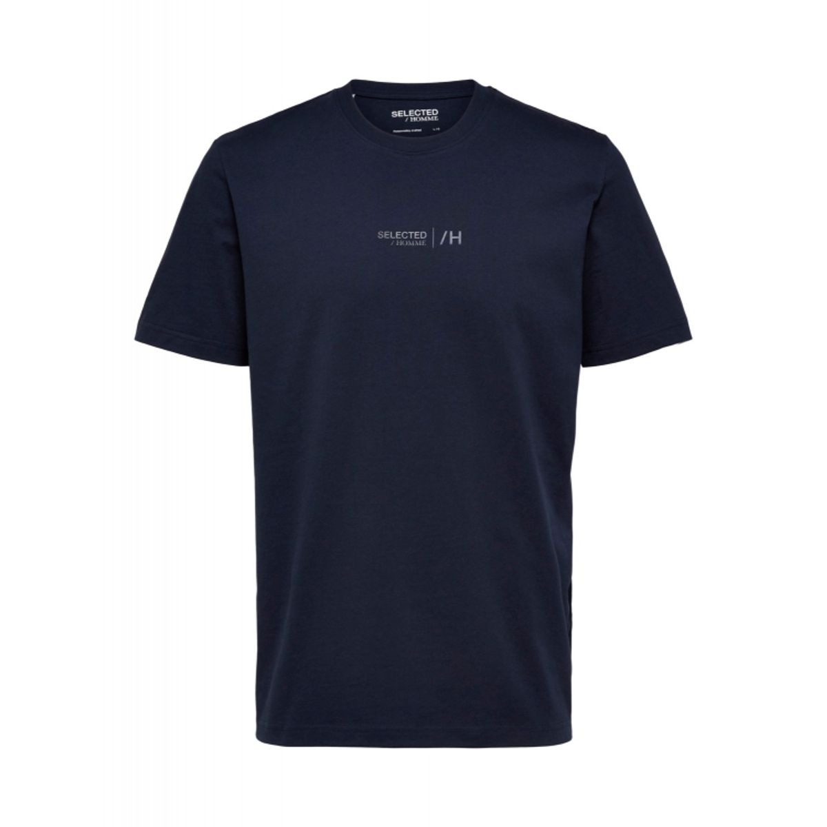 Selected Boris printet T-shirt i navy med rund hals til herre