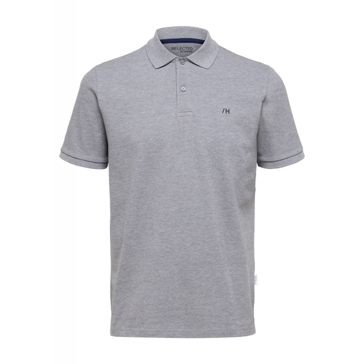 Selected klassisk polo i medium grey melange til herre