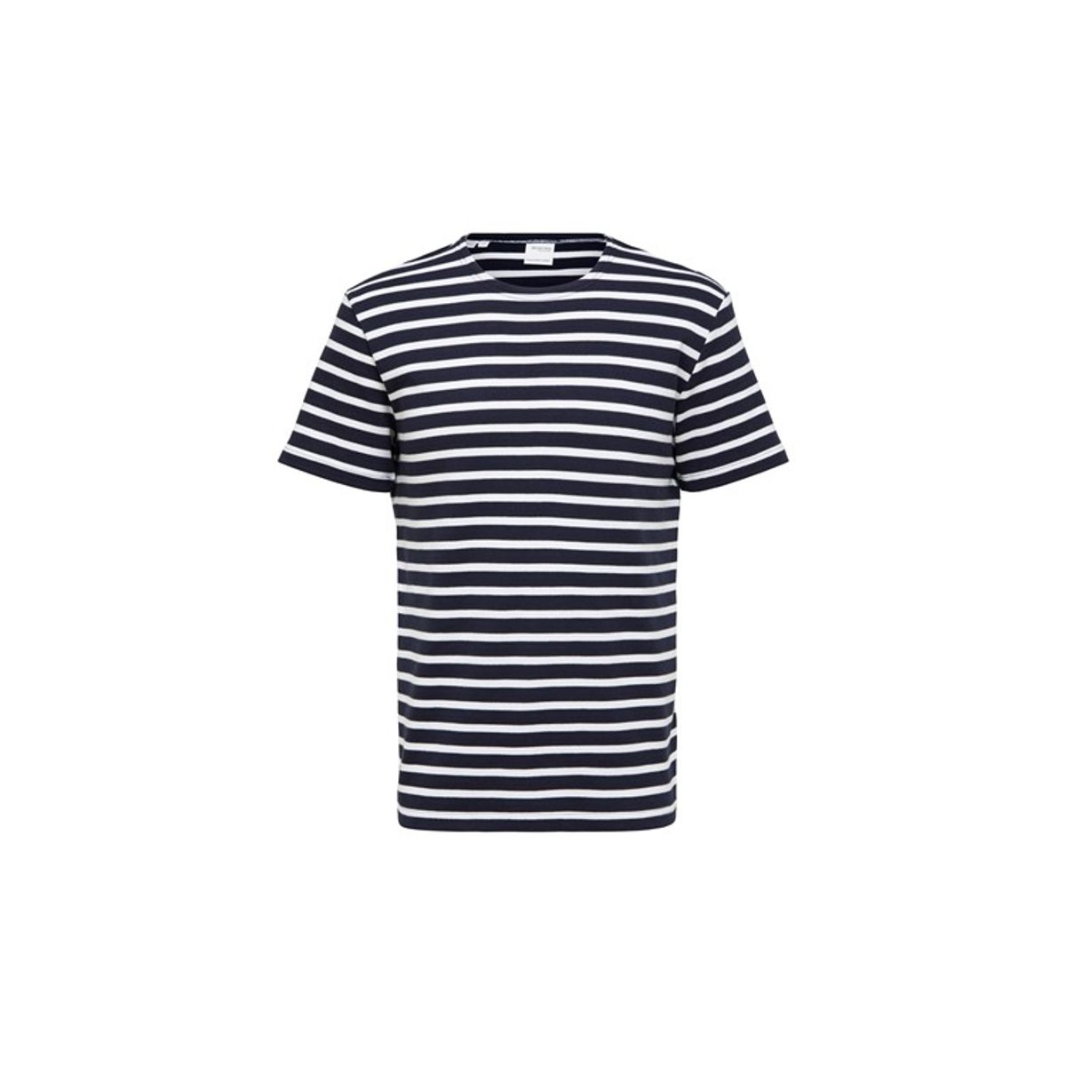 Selected t-shirt i navy m. hvide striber til herre