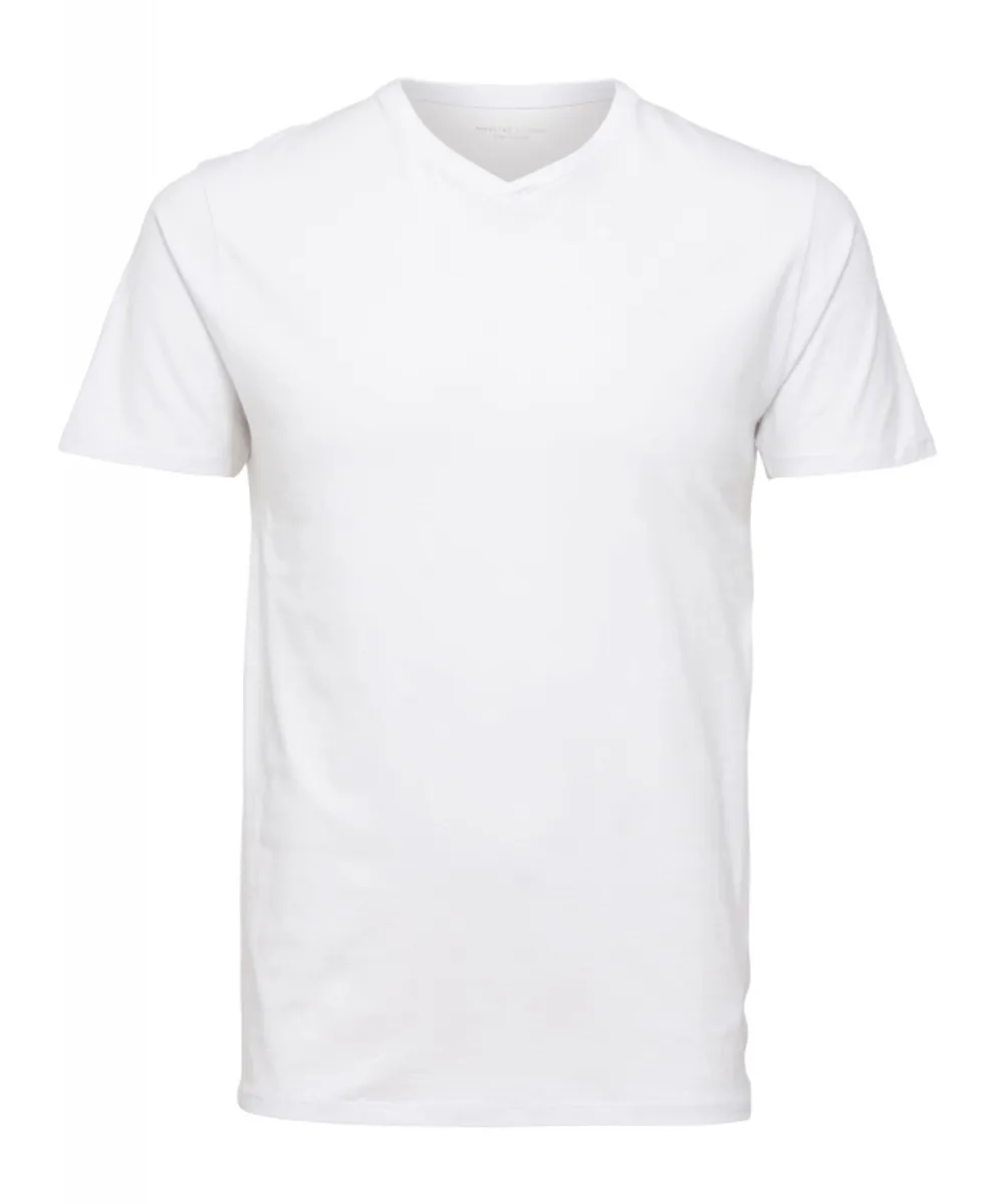 Selected t-shirt med v-hals i bright white til herre