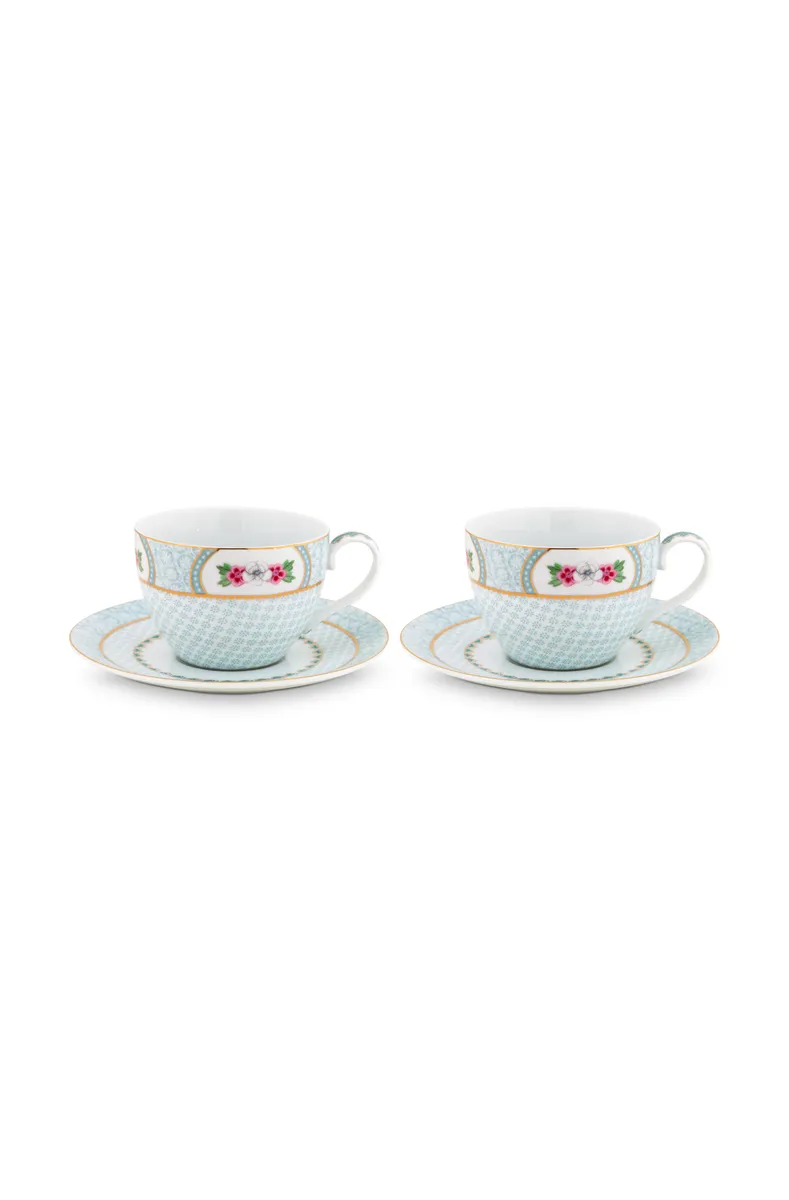 Set/2 Cups & Saucers Blushing Birds White 280ml