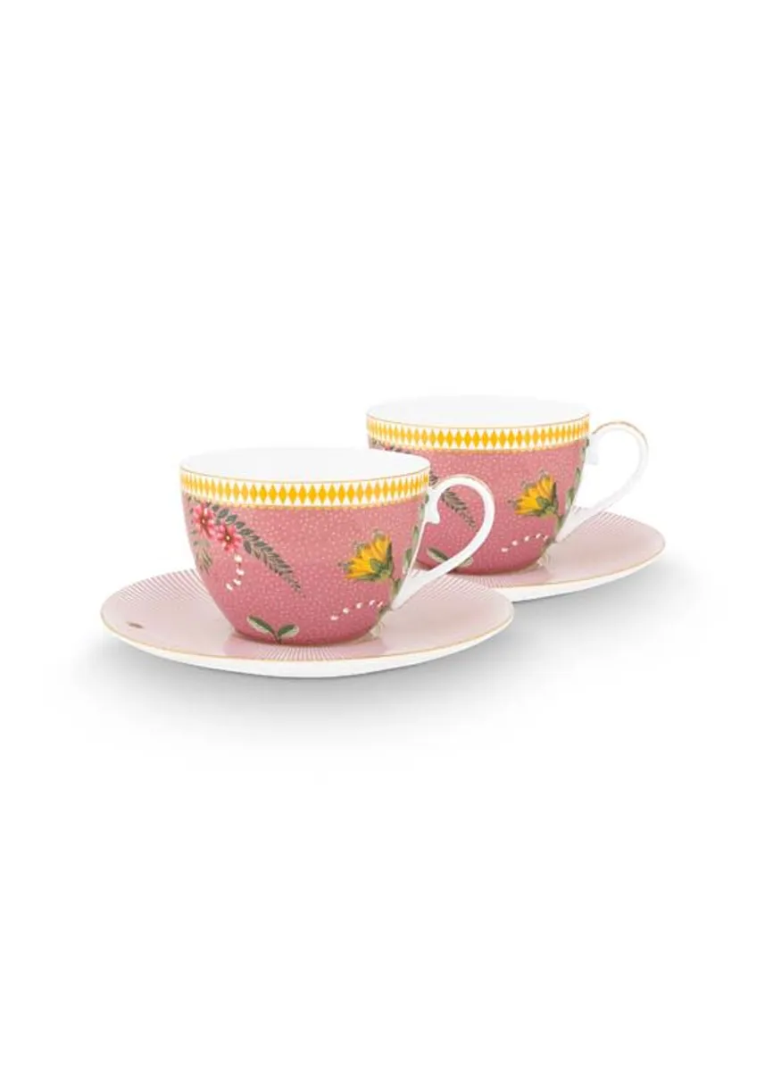 Set/2 Cups & Saucers La Majorelle Pink 280ml