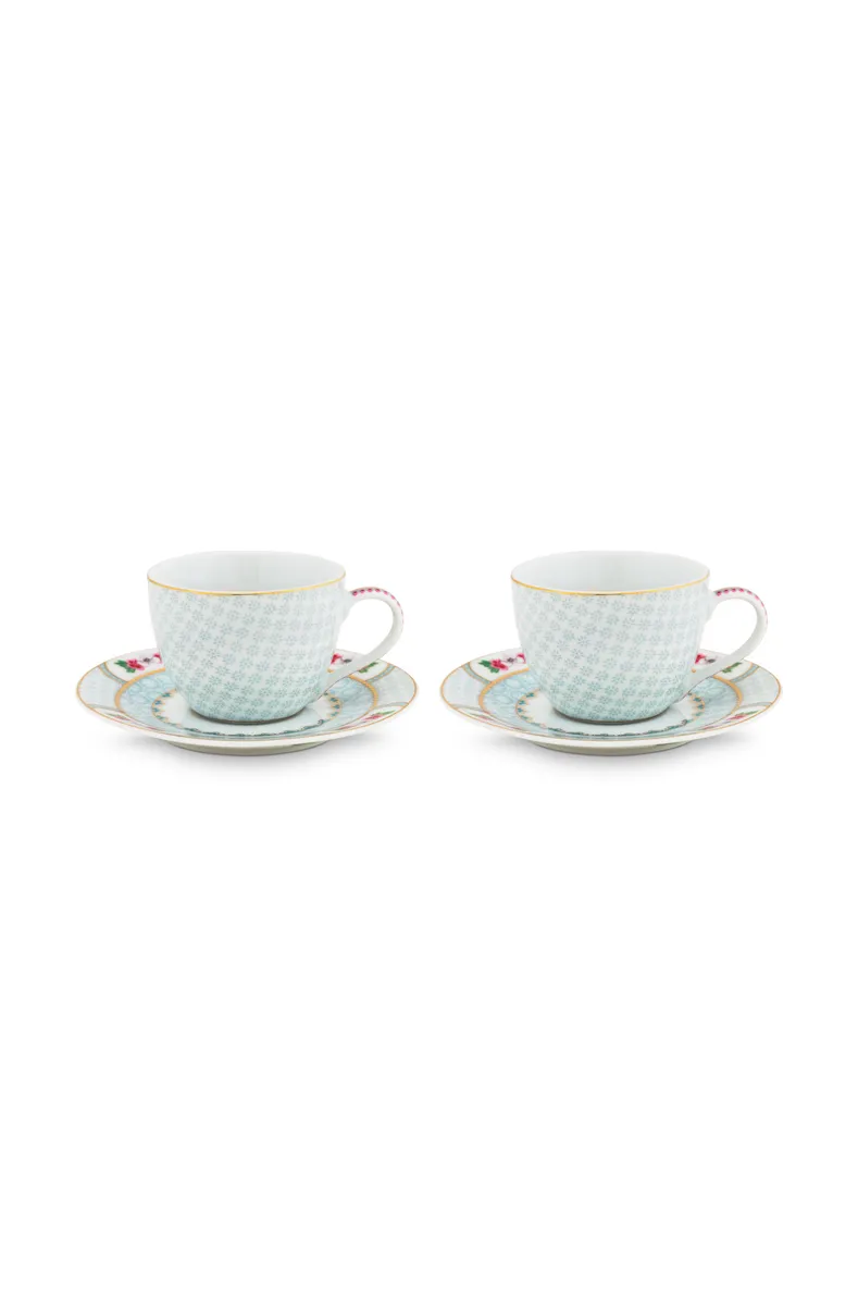 Set/2 Espresso Cups & Saucers Blushing Birds White 120ml