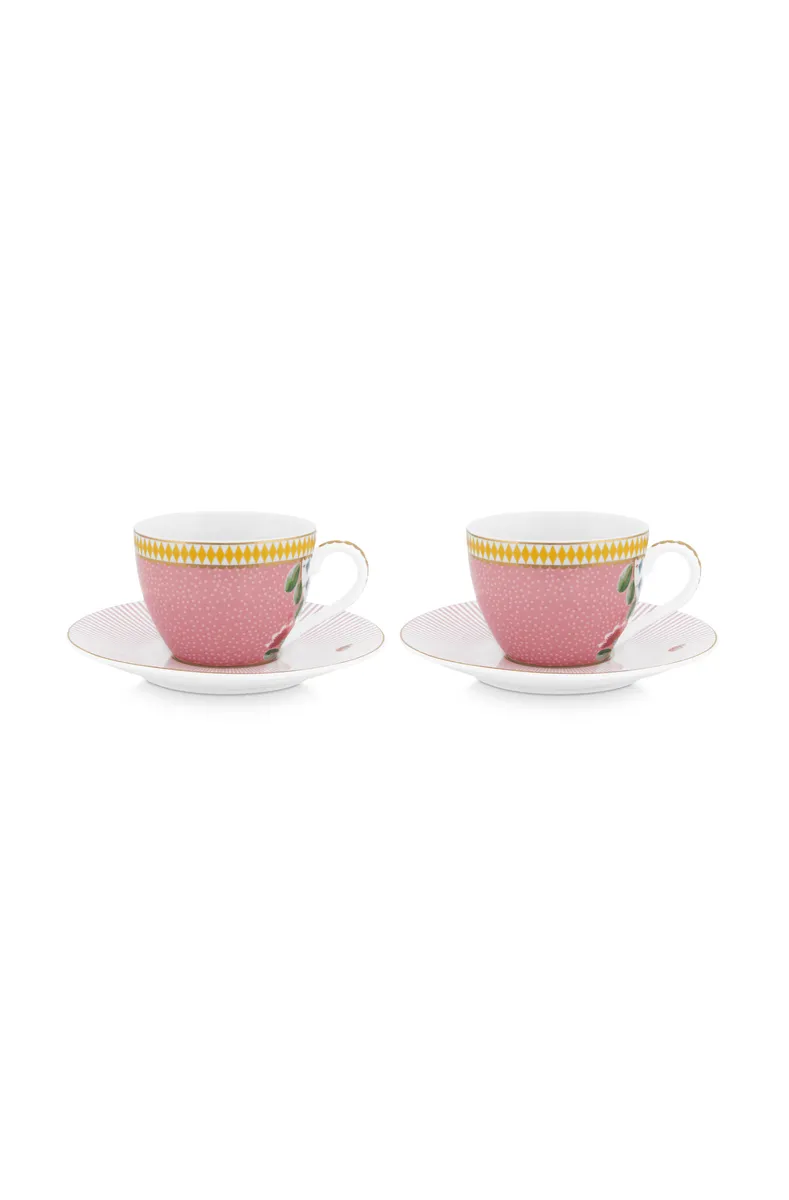 Set/2 Espresso Cups & Saucers La Majorelle Pink 120ml