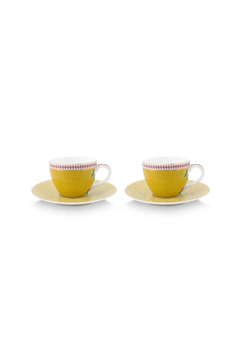 Set/2 Espresso Cups & Saucers La Majorelle Yellow 120ml