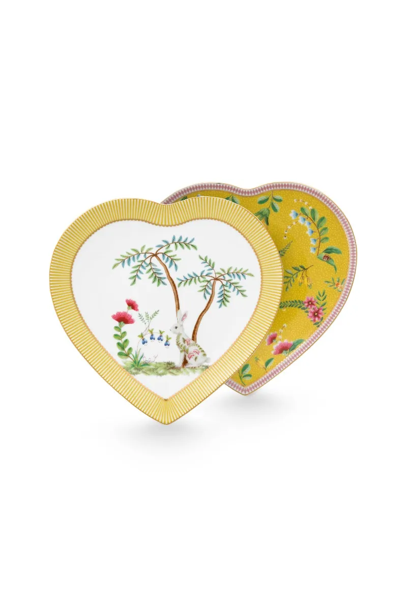 Set/2 Heart Shape Plates La Majorelle Yellow 21.5cm