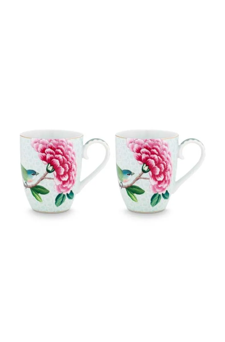 Set/2 Mugs Large Blushing Birds White 350ml