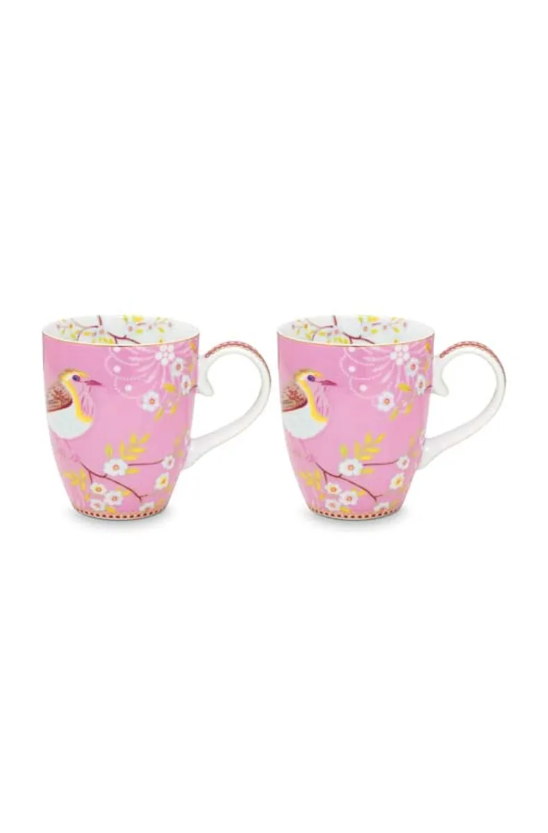 Set/2 Mugs Large Early Bird Pink 350ml