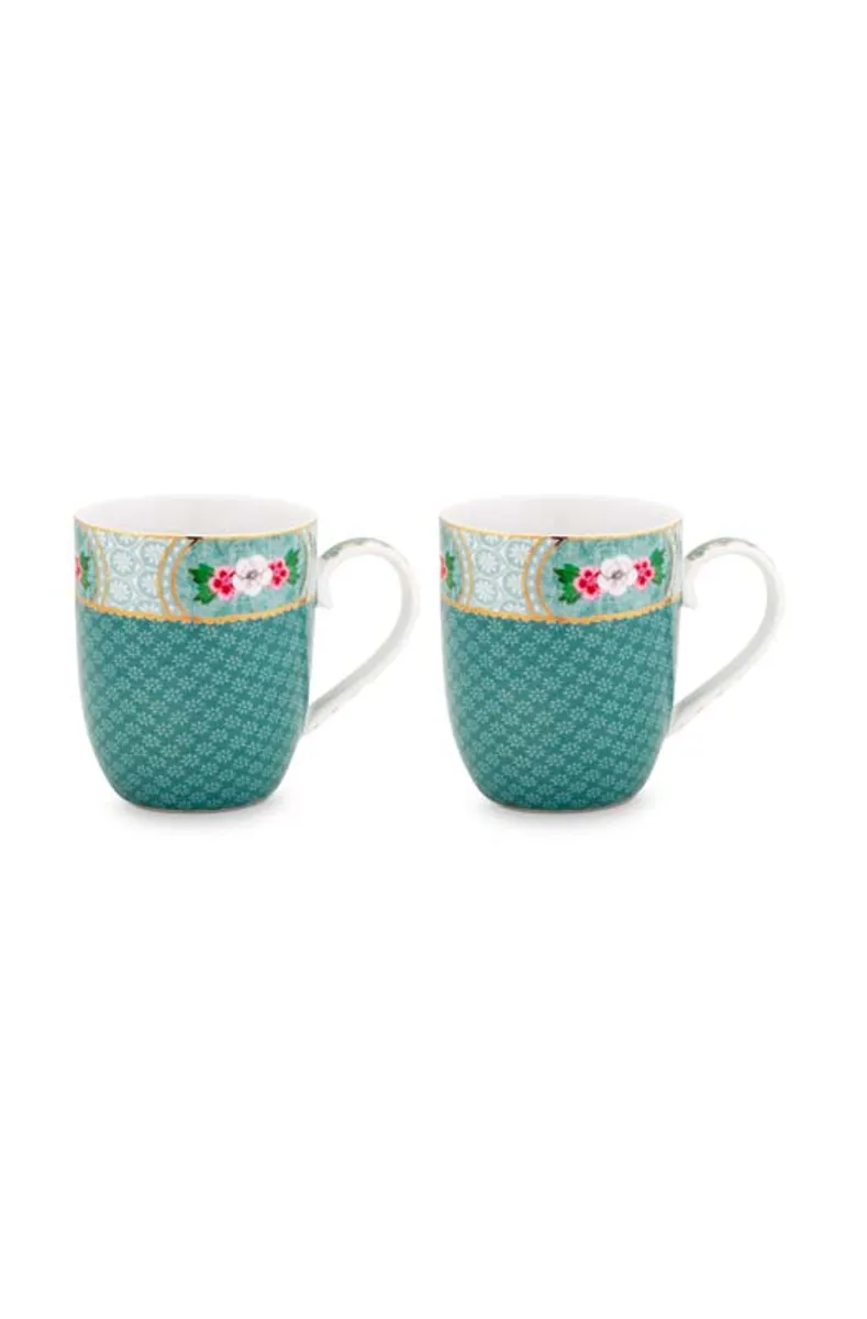 Set/2 Mugs Small Blushing Birds Blue 145ml