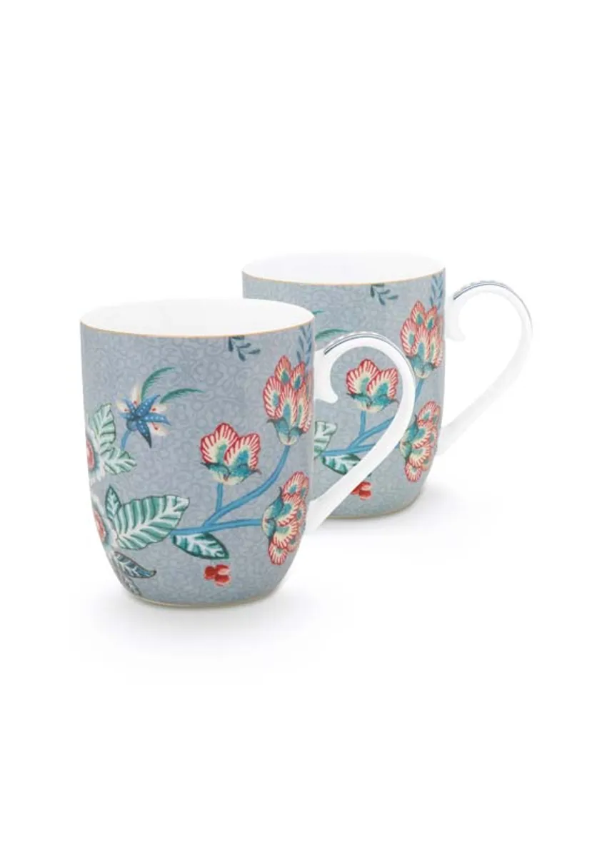 Set/2 Mugs Small Flower Festival Light Blue145ml