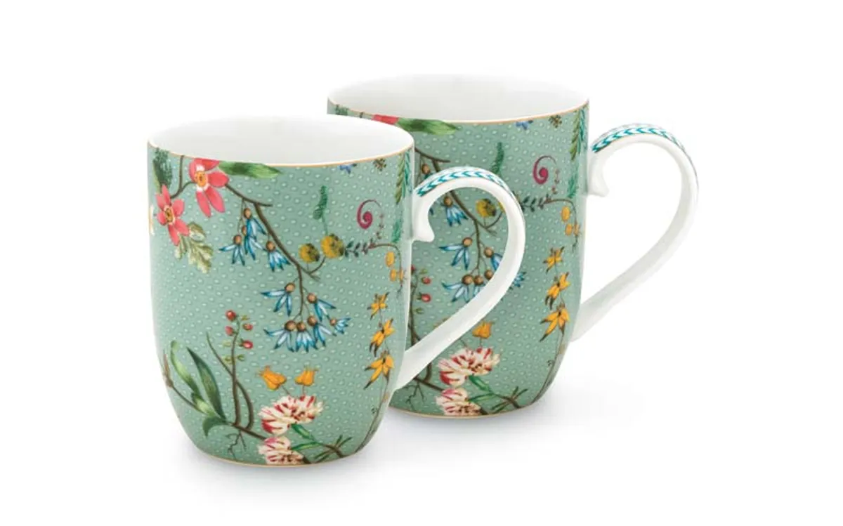 Set/2 Mugs Small Jolie Flowers Blue 145ml