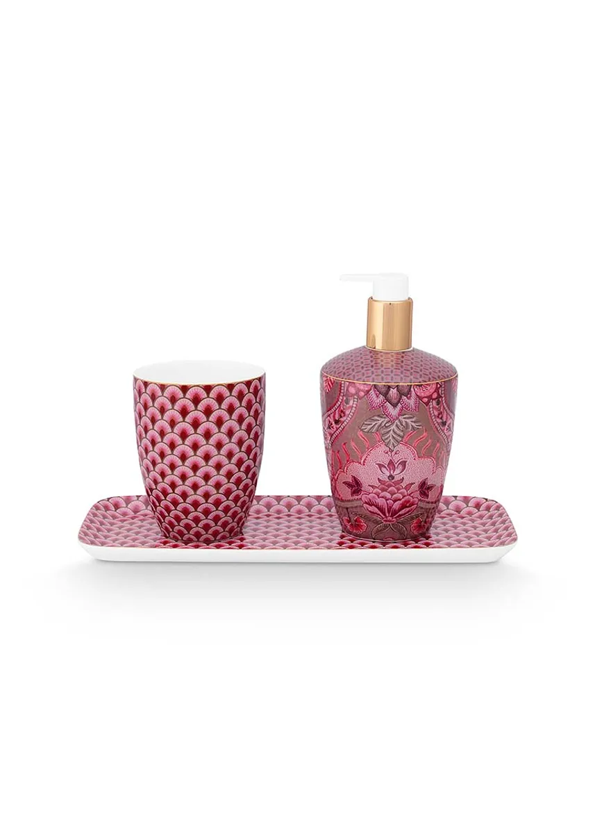 Set/3 Bathroom Accessories Kyoto Festival Dark Pink