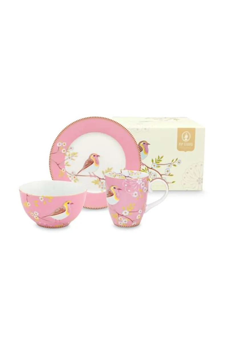 Set/3 Breakfast Set Early Bird Pink