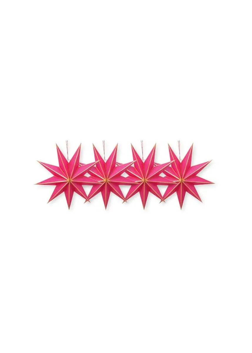 Set/4 Christmas Star Paper Pink 20cm