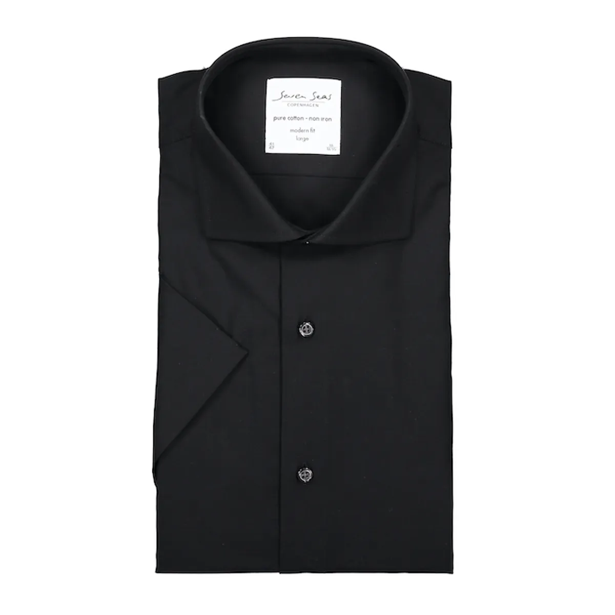 Seven Seas Kortærmet Skjorte Modern Fit Ss254 Black_49/50-4xl