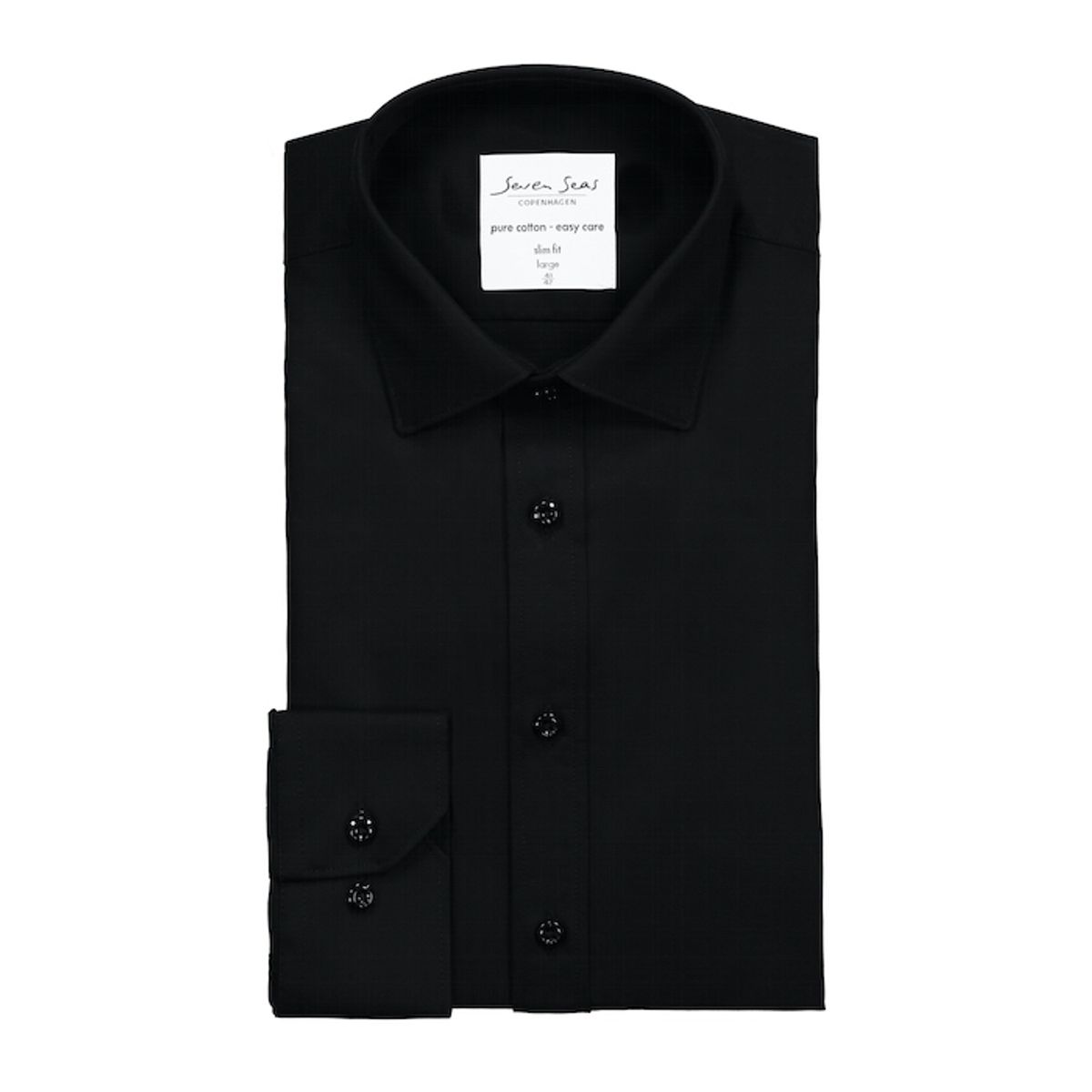 Seven Seas Skjorte Slim Fit Ss30 Black_37/38-s