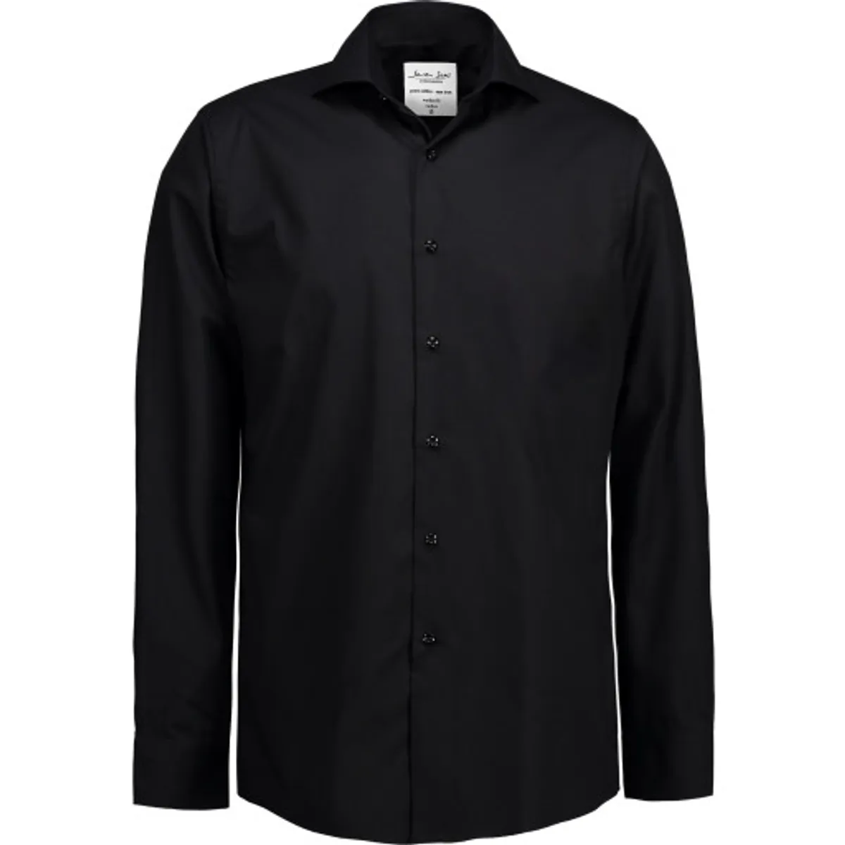 Seven Seas skjorte SS8, modern fit, strygefri, sort, str. 2XL