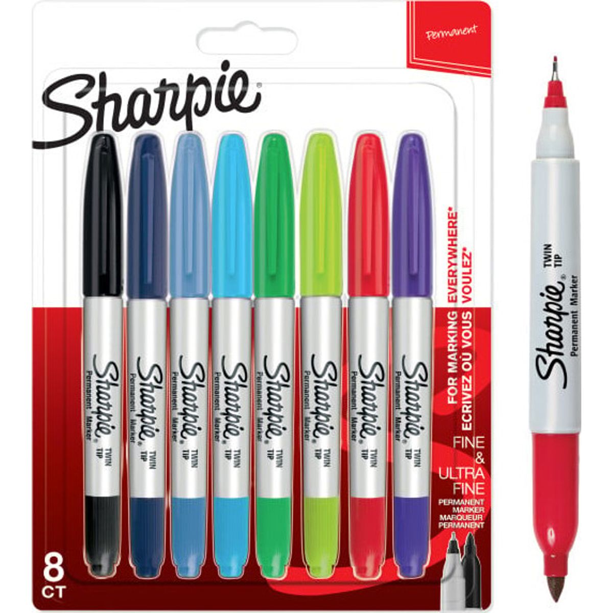 Sharpie - Permanent Marker Twin Tip 8-blister (2065409)