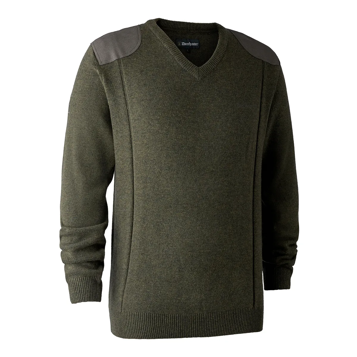 Sheffield Strik med V-hals - Green Melange - 2XL