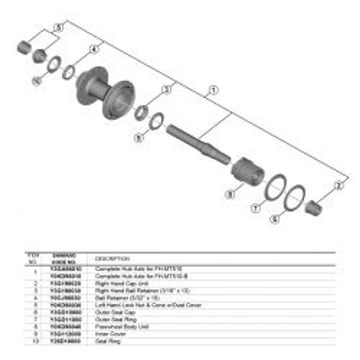 Shimano Complete Hub Axle Wh-mt501-cl - Cykelreservedele