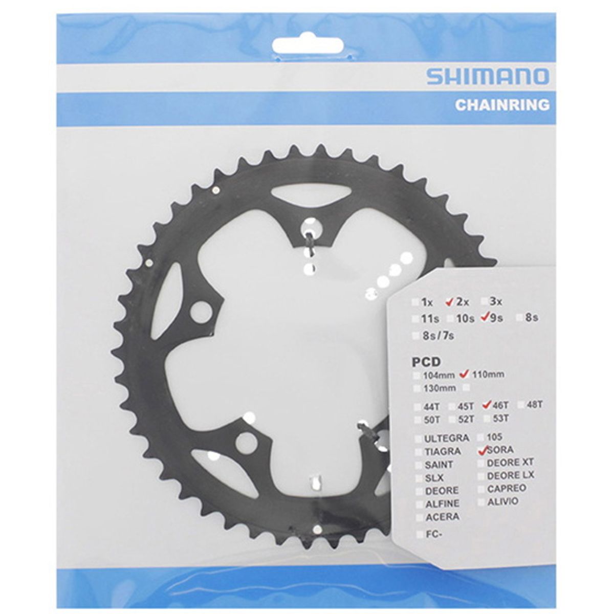 Shimano Klinge 46T FC-3550 - 110mm, sort, 9 Speed