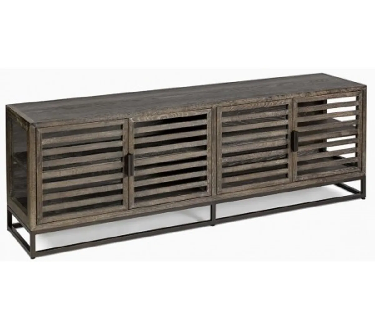 Sideboard i egetræ og metal B180 cm - Antik sort/Gråbejset