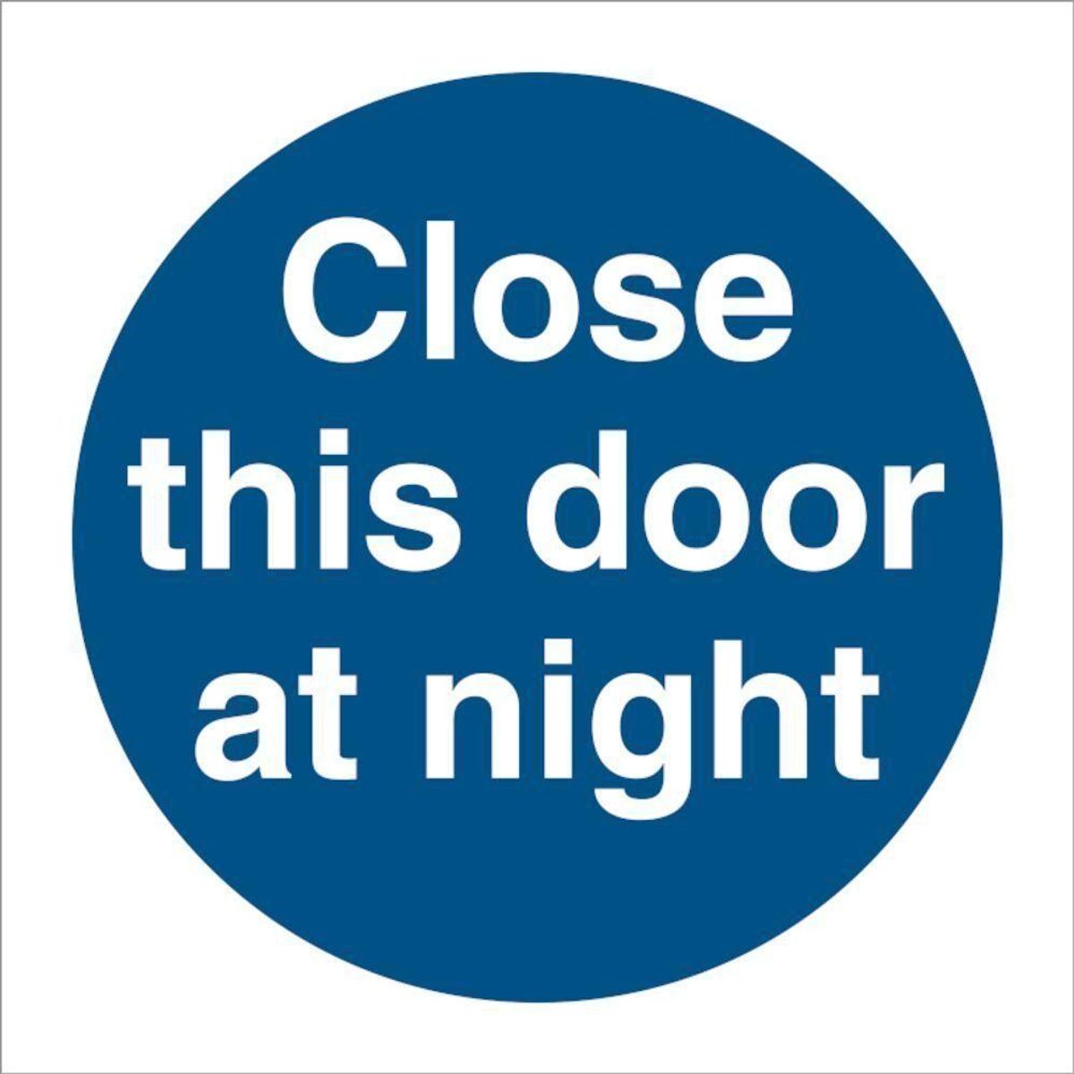 Sign IMO Close this door at night 106123