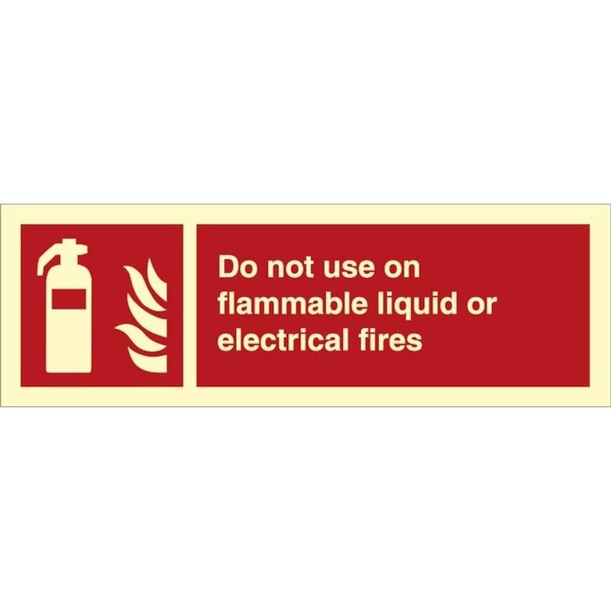 Sign IMO Do not use on flammable liquid or electrical fires 105031