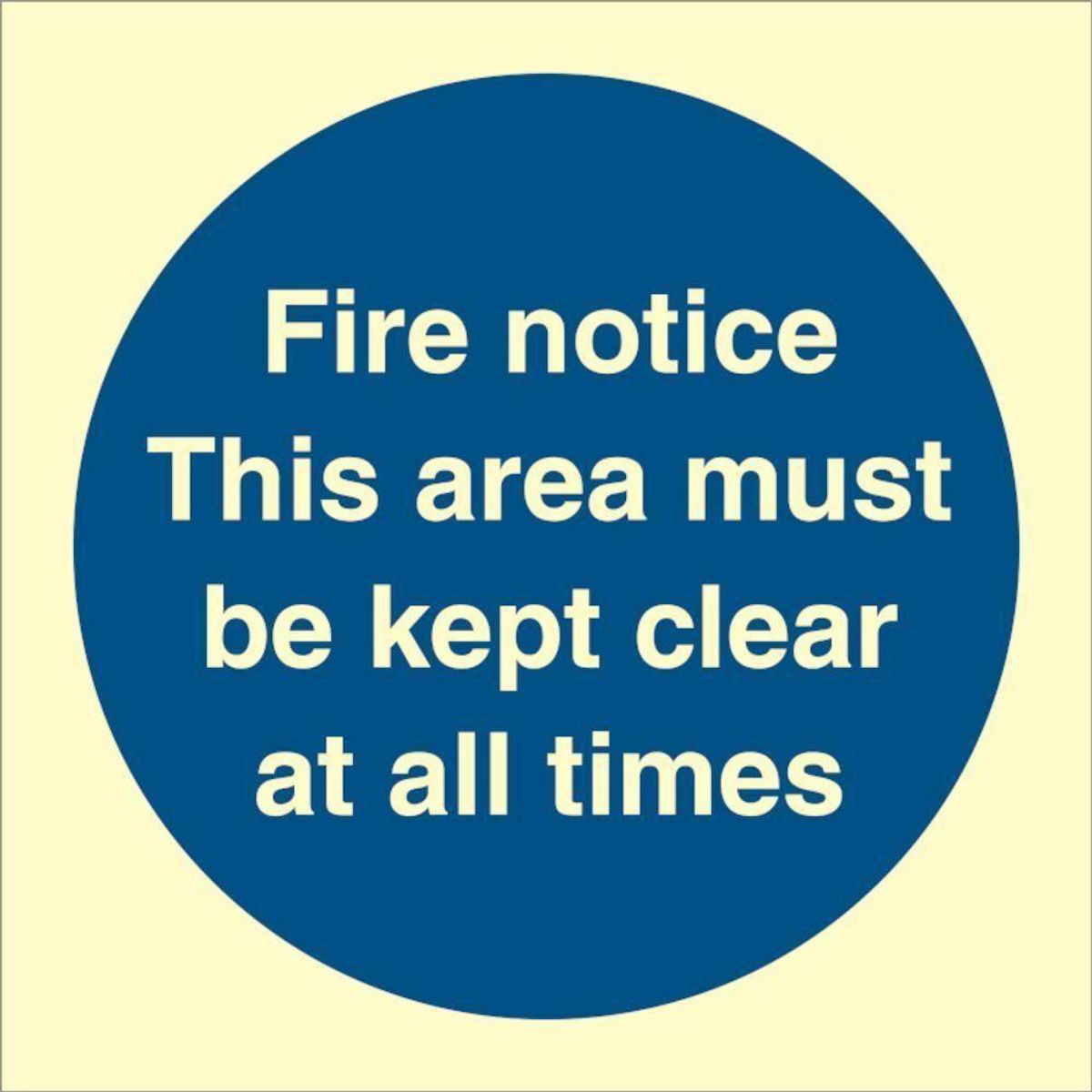 Sign IMO Fire notice - This area must be kept cle 106116