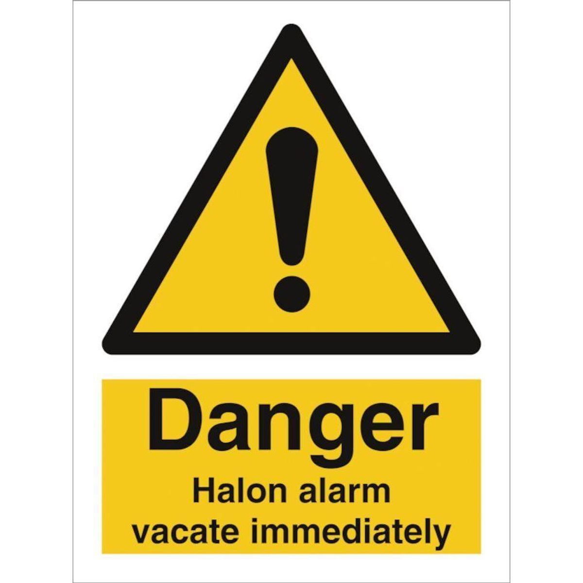 Sign IMO Halon alarm vacate immediately 107022