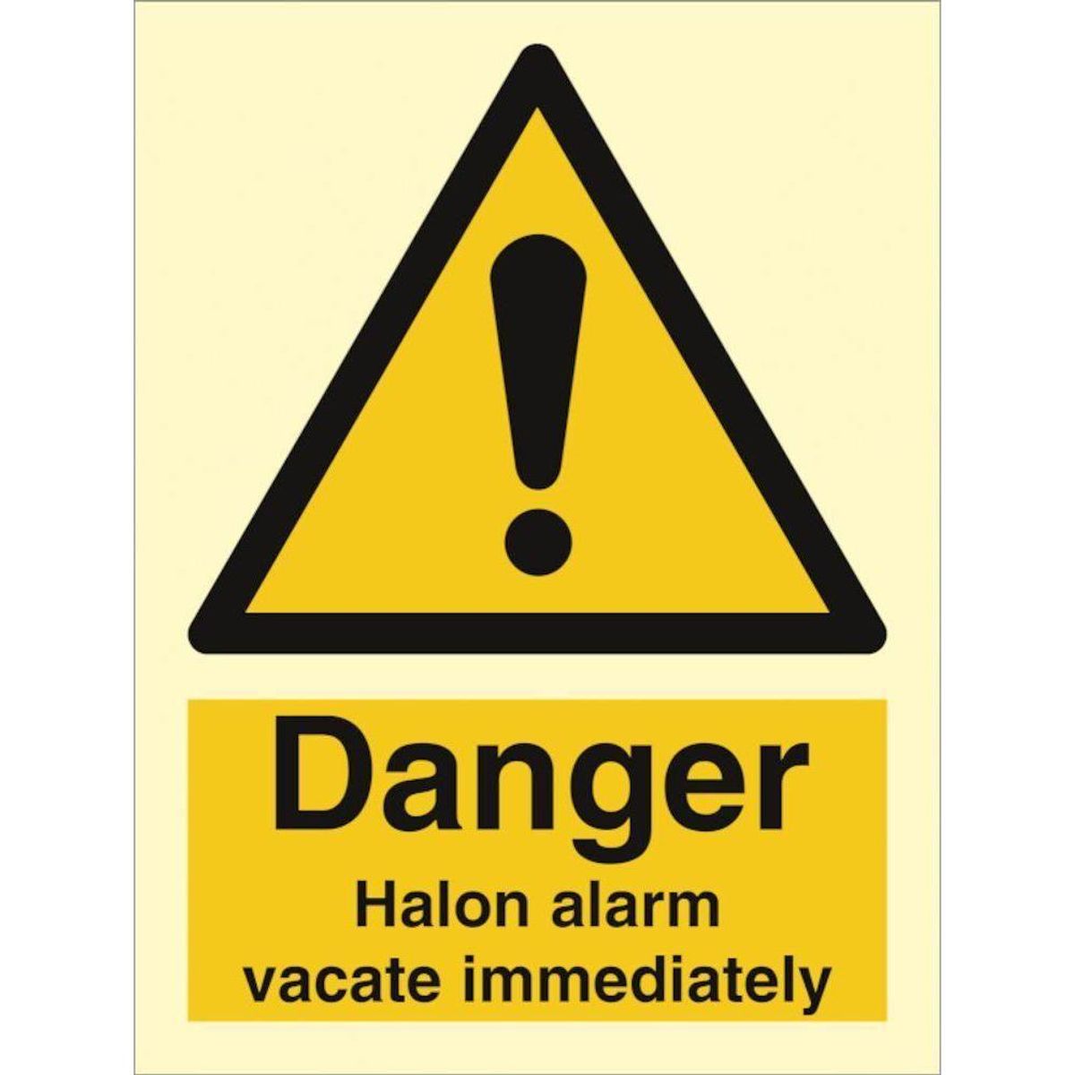 Sign IMO Halon alarm vacate immediately 107022