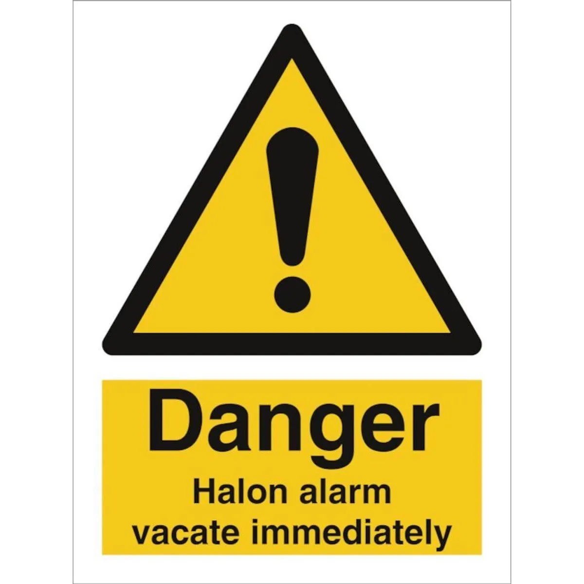 Sign IMO Halon alarm vacate immediately 107022