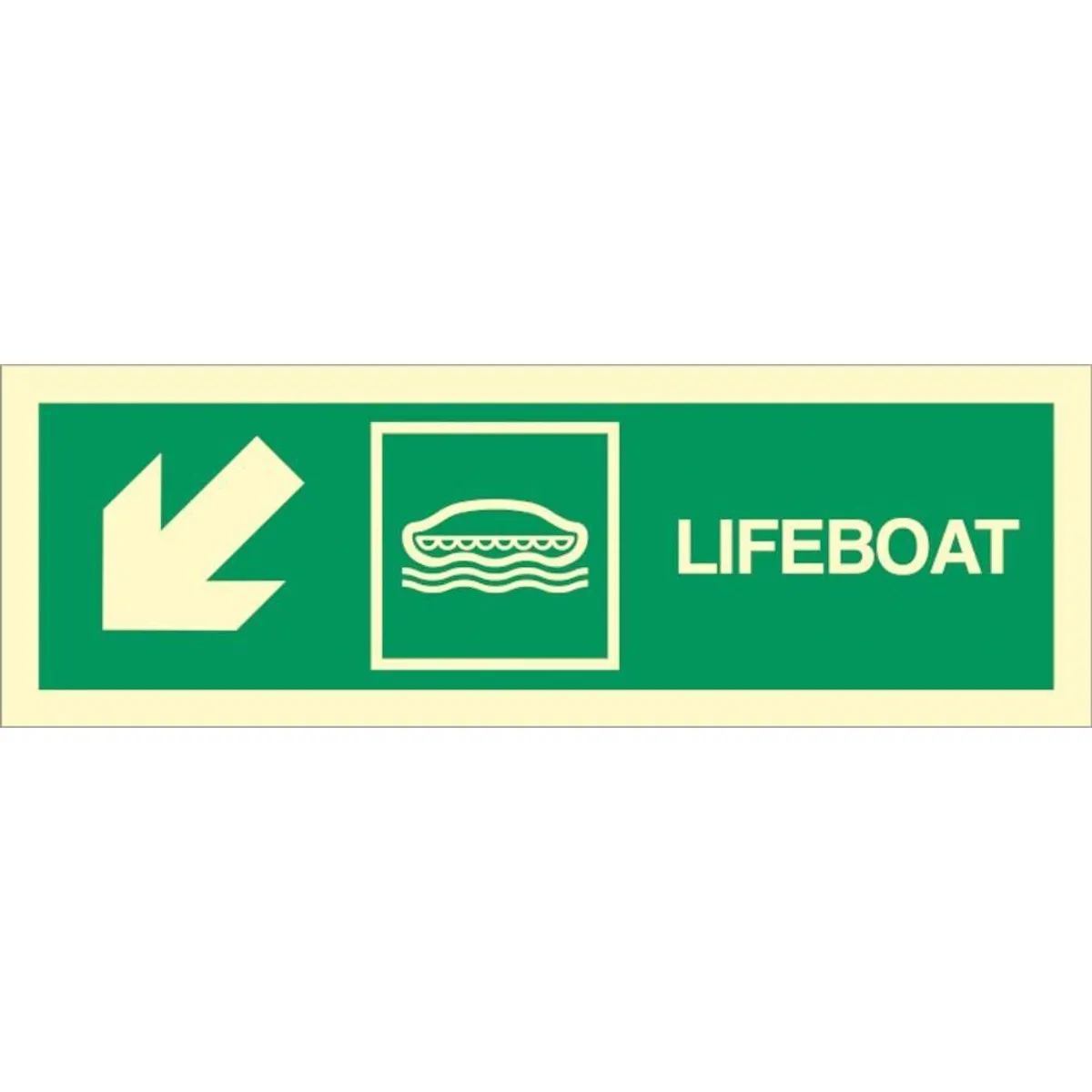 Sign IMO Lifeboat arrow down left