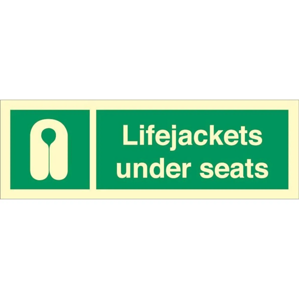 Sign IMO Lifejacket under seats