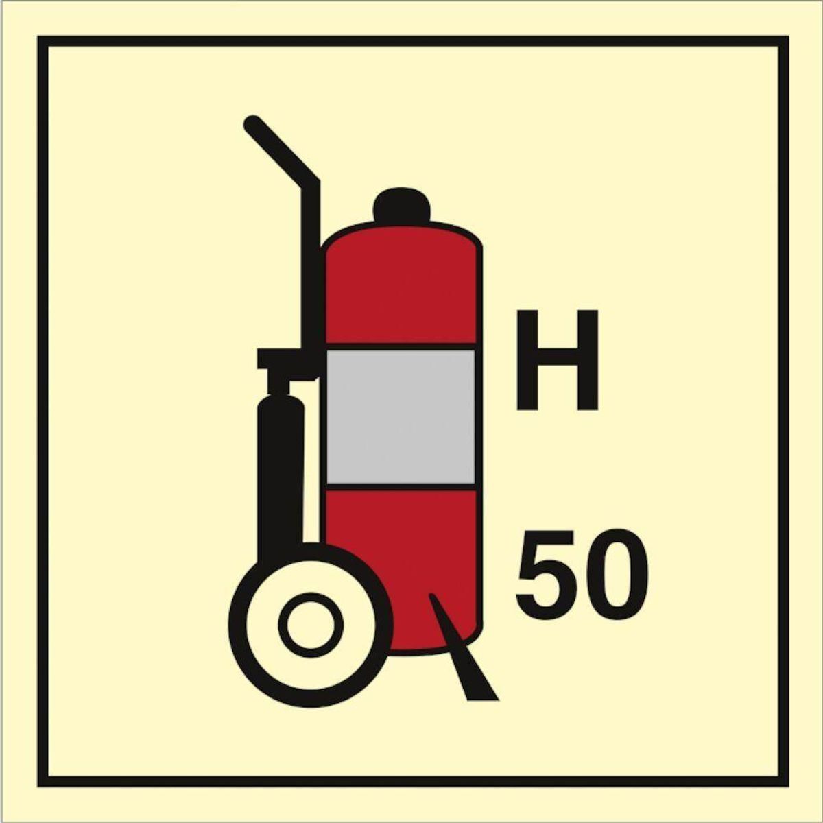 Sign IMO Wheeled fire extinguisher Halon 50