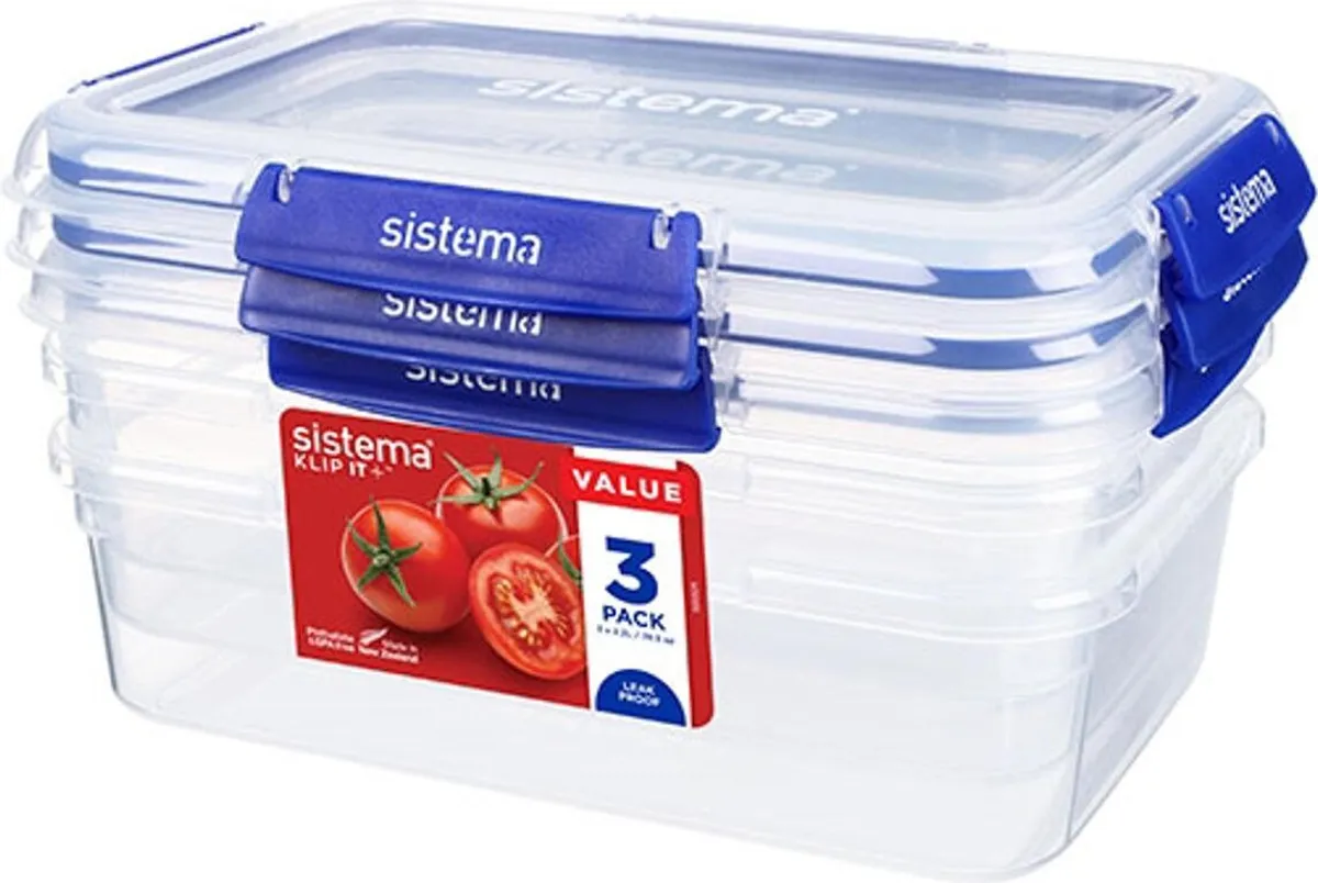 Sistema - Klip It Plus Opbevaringsbokse - Rectangle - 3-pak - 2,2 L