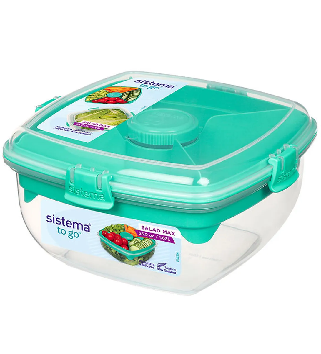 Sistema Madkasse m. Tilbehør - Salad Max - 1,63 l - Turkis