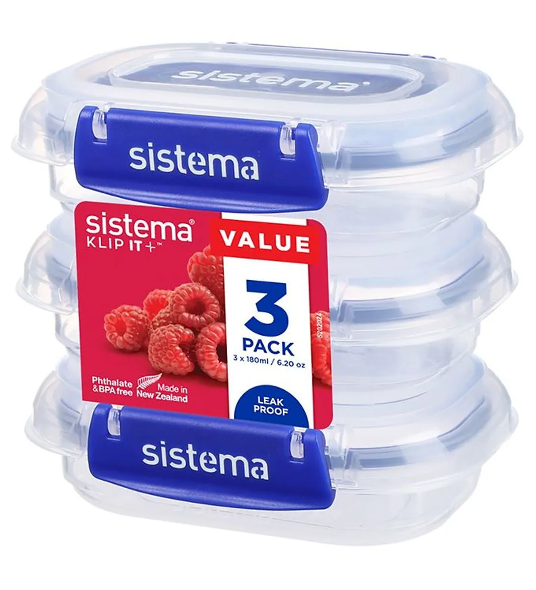 Sistema Madkasse - Rectangle Klip It Plus - 3-pak - 180ml - Blå