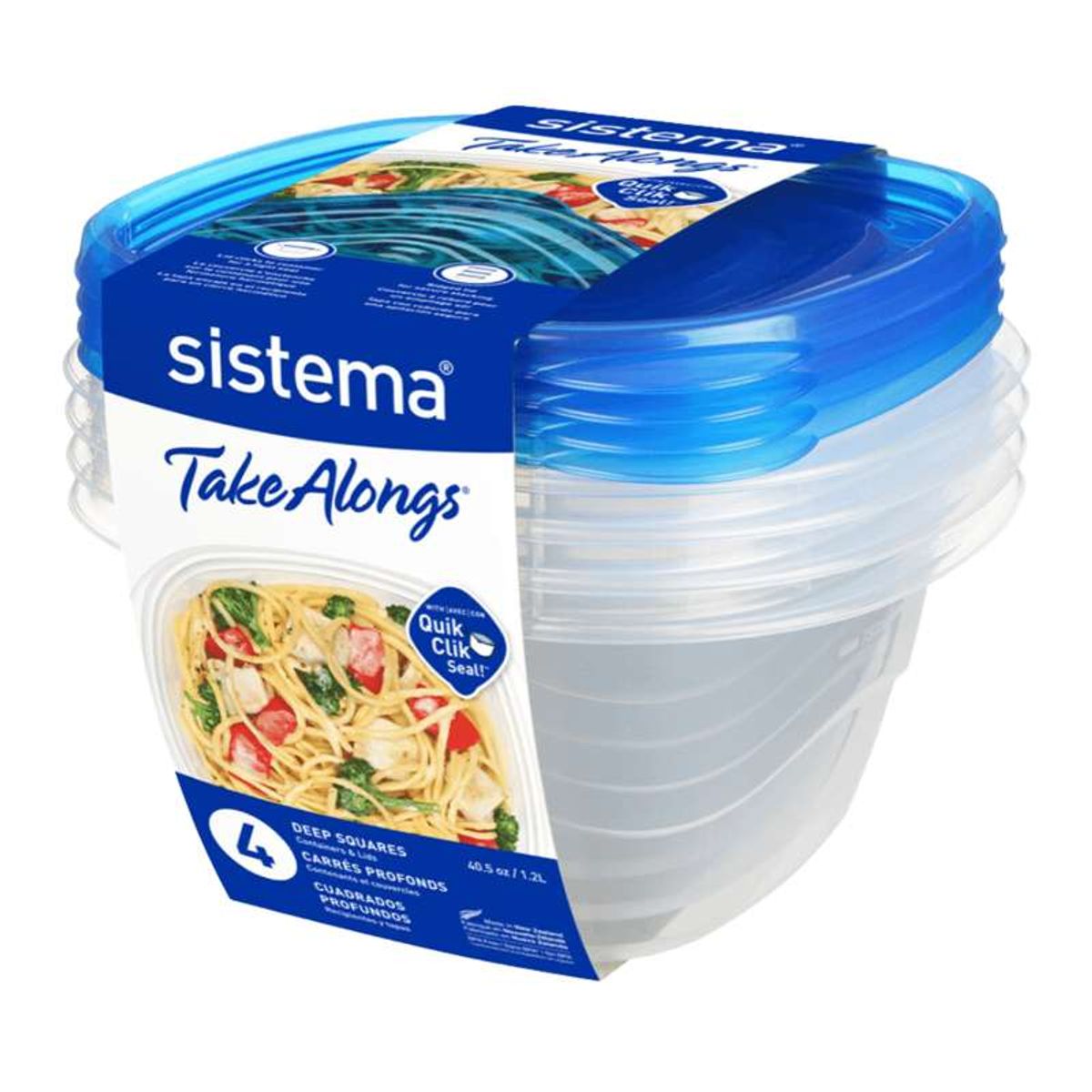 Sistema Madopbevaring - Deep Square TakeAlongs - 4-Pak - 1.2L - Royal Blue