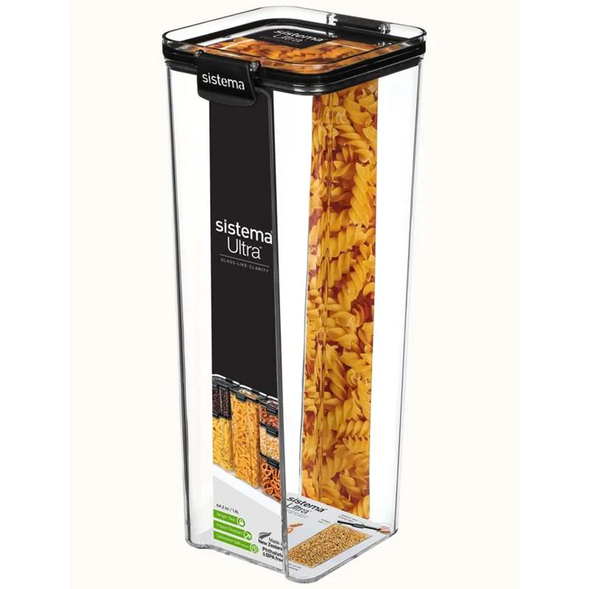 Sistema Madopbevaring - Tritan Ultra - Square - Large - 1.9L - Sort