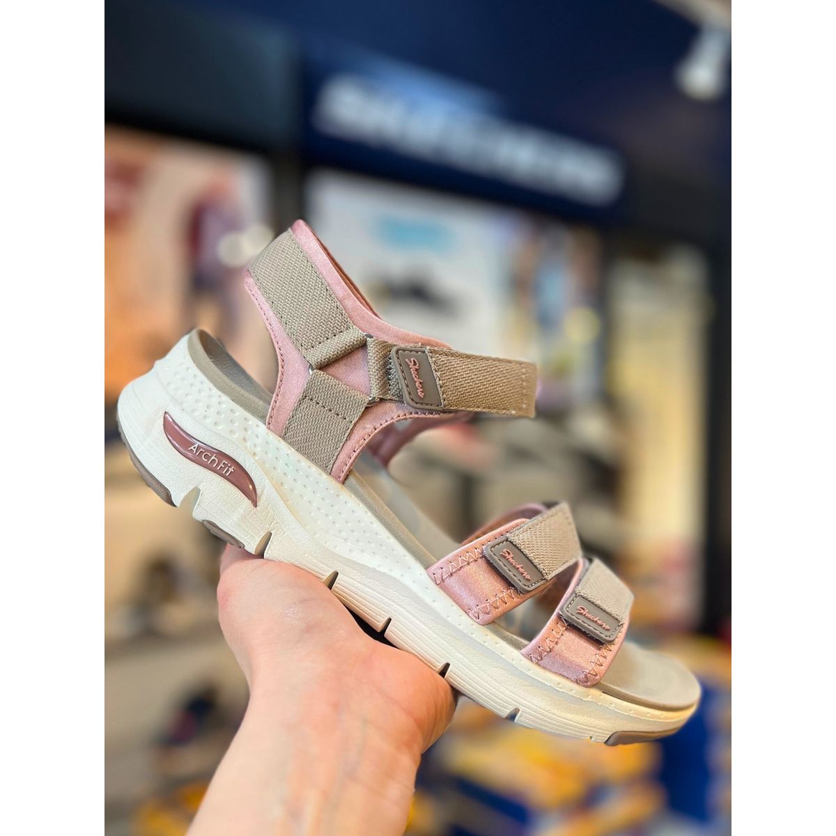 SKECHERS, Dame, Sandaler, Arch Fit - Fresh Bloom - Taupe/Pink 36