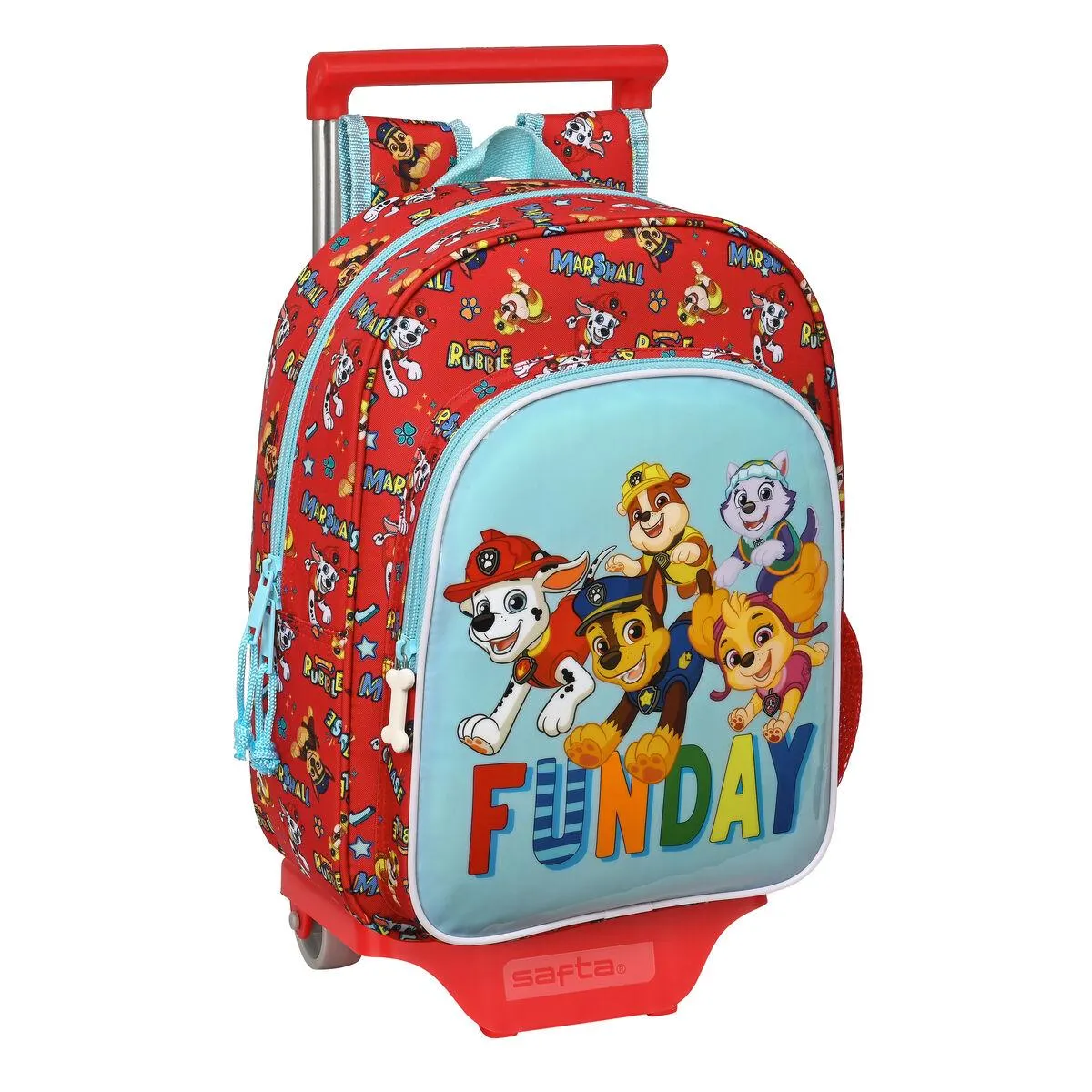 Skolerygsæk med Hjul The Paw Patrol Funday Blå Rød 26 x 34 x 11 cm