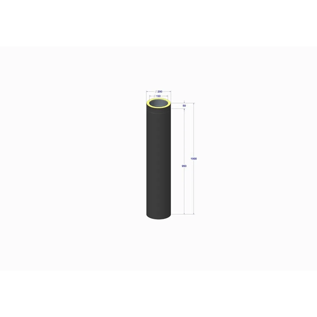 Skorstenssektion Halvisoleret Ø150 - 1000 mm