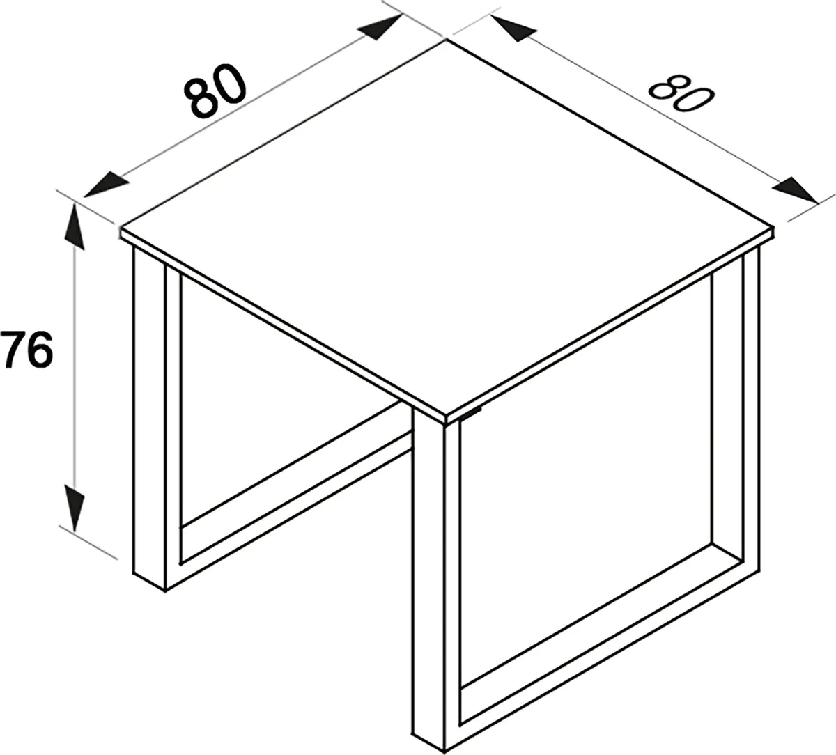 Skrivebord, h. 76 x b. 80 x d. 80 cm, U-base, hvid bordplade